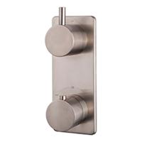 Caral inbouw 2-wegs douchethermostaat rond geborsteld staal - thumbnail