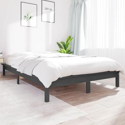 Bedframe massief grenenhout grijs 140x190 cm