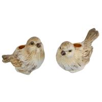 Kandelaar Bird Jack Crème/Bruin Polystone 13,5x9x10,2 cm - thumbnail