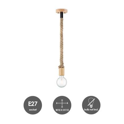 Landelijke Hanglamp Leonardo - hanglamp gemaakt van Touw - 11/11/115cm - geschikt voor E27 LED lichtbron - Pendellamp geschikt voor woonkamer, slaapkamer en keuken