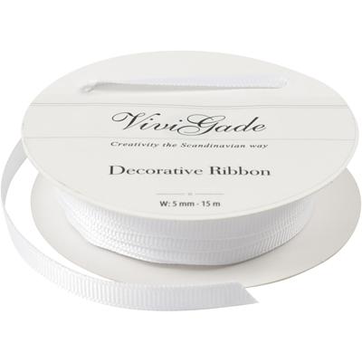 Creativ Company Decoratie lint, b: 6 mm, wit, 15 m/ 1 rol
