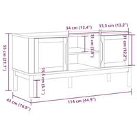 Tv-meubel FLORO 114x43x55 cm massief grenenhout wasbruin - thumbnail