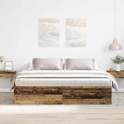 Bedframe zonder matras 200x200 cm bewerkt hout oud hout