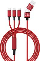 Smrter USB-laadkabel USB 2.0 USB-A stekker, USB-C stekker, Apple Lightning stekker, USB-micro-B stekker 1.20 m Rood SMRTER_HYDRA_ULT_RD - thumbnail