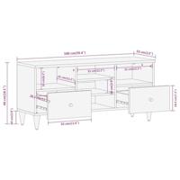 Tv-meubel 100x33x46 cm massief mangohout - thumbnail