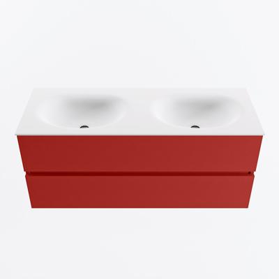 MONDIAZ VICA 120cm badmeubel onderkast Fire 2 lades. Wastafel MOON dubbel 2 kraangaten, kleur Talc.