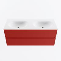 MONDIAZ VICA 120cm badmeubel onderkast Fire 2 lades. Wastafel MOON dubbel 2 kraangaten, kleur Talc. - thumbnail