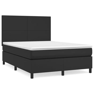 Boxspring met matras kunstleer zwart 140x190 cm - thumbnail