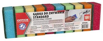 OFFICE products schuurspons, 4,6 x 7,4 cm, pak van 10 stuks in geassorteerde kleuren