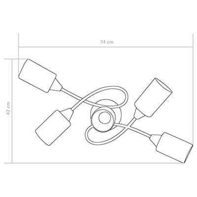 Plafondlamp met keramieken cilindervormige kappen 5xE14 wit - thumbnail
