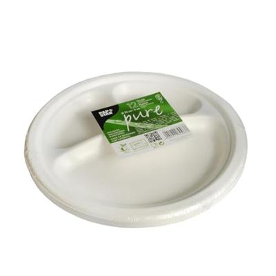 12 Borden suikerriet "Pure" 3-vaks Ø23cm