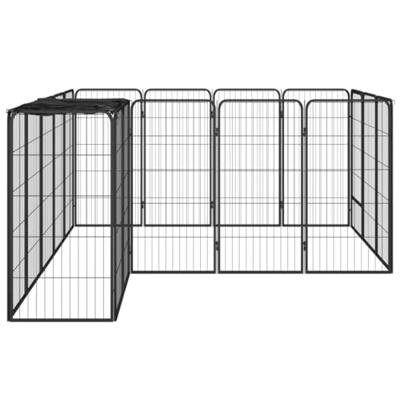 Hondenkennel 18 panelen 50 x 100 cm gepoedercoat staal zwart