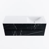 MONDIAZ VICA 130cm badmeubel onderkast Marquina 2 lades. Wastafel CLOUD rechts 1 kraangat, kleur Talc. - thumbnail