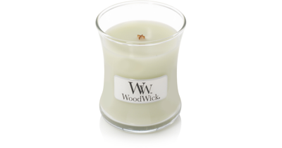 Woodwick Fig leaf en Tuberose kaars klein