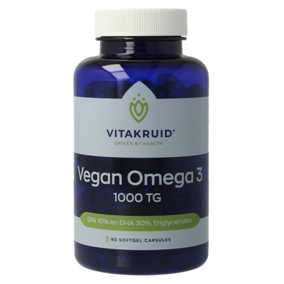 Vegan omega 3 1000 triglyceriden 300 DHA 100 EPA 90 Softgels