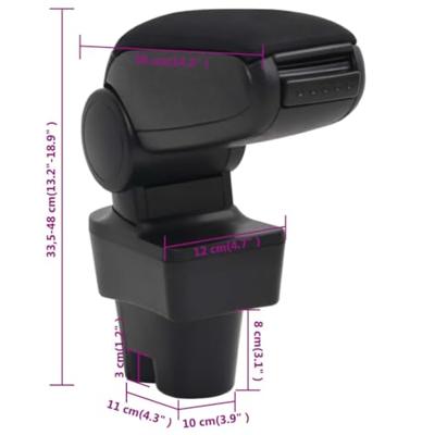 VidaXL Armsteun 12x36x(33,5-48) cm abs zwart