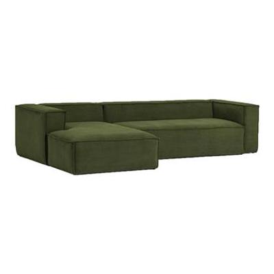 Kave Home Loungebank 'Blok' Rib, Links 330cm, kleur Donkergroen