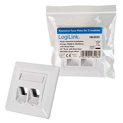 LogiLink Professional NK4020 Keystone inbouwdoos voor 2 Keystone bussen/modules met 45° uitlaat