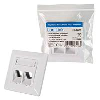 LogiLink Professional NK4020 Keystone inbouwdoos voor 2 Keystone bussen/modules met 45° uitlaat - thumbnail