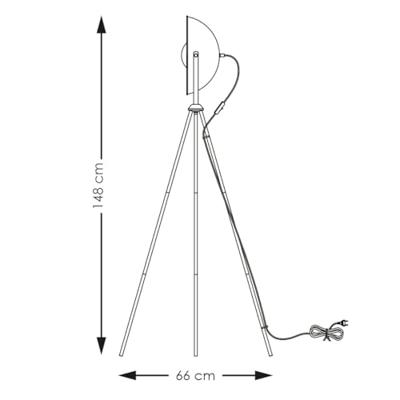 Klassieke vloerlamp Letal | 66/66/148cm | Zwart/Goud | staande lamp geschikt voor E27 LED lichtbron | met voetschakelaar