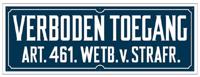 Bord Verboden Toegang 120x350mm rechthoek, hard kunststof - thumbnail