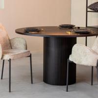 LABEL51 Eetkamertafel Oliva - Zwart - Eiken - 130 cm - Rond - thumbnail
