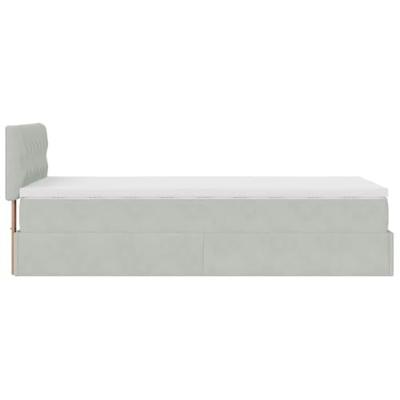 Ottoman bed met matras 100x200 cm fluweel lichtgrijs