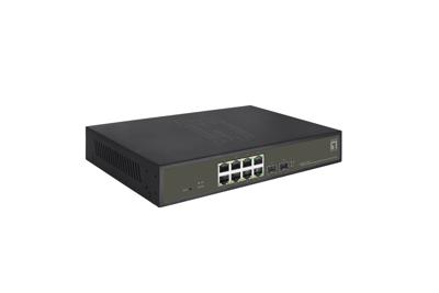 LevelOne ges-2110p hilbert 10-port gigabit poe smart lite managed l2 switch, 8x poe outputs, 2x sfp