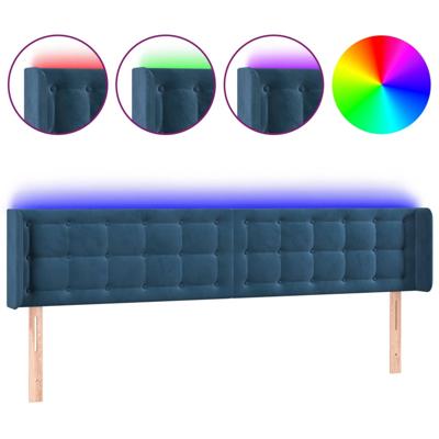 Hoofdbord LED 163x16x78/88 cm fluweel donkerblauw