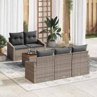 Tuinbankenset met opslag 6 pcs Grijs poly rattan - thumbnail