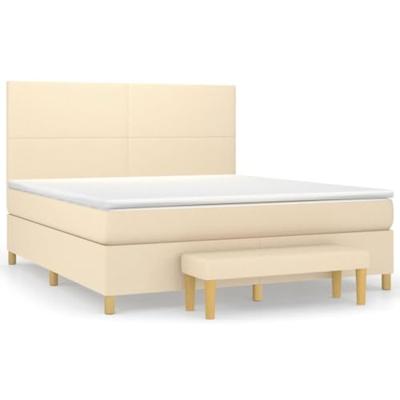 Boxspring met matras stof crèmekleurig 180x200 cm