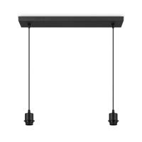 Metaal kroonluchter - Industrie hanglamp - Zwart - Met 2 pcs lampvoeten - Ontworpen voor Eetkamer en Slaapkamer - 55 x 9.5 x 112.5cm - set met E27 Lamphouder - voor Lampenkap met Doorsnede max 40cm - Gloeilamp Niet Inbegrepen - thumbnail