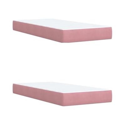 Boxspring met matras fluweel roze 200x200 cm