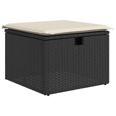 6-delige Loungeset met kussens poly rattan zwart - thumbnail
