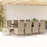 11-delige Tuinset met kussens poly rattan beige - thumbnail