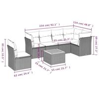 7-delige Loungeset met kussens poly rattan grijs - thumbnail