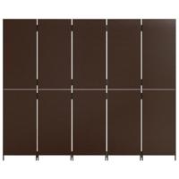 Kamerscherm 5 panelen poly rattan bruin - thumbnail