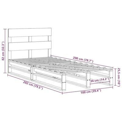 Bedframe zonder matras massief grenenhout 100x200 cm