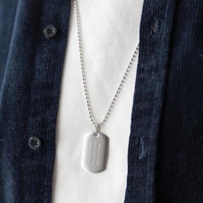Ketting dog tag hanger met tekst - zilver