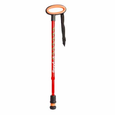 Wandelstok met ovalen handvat - opvouwbaar | Hoogte handvat: 83,7 - 93,7 cm | Flexifoot | Schokabsorberend | Rood | PR30046-RD