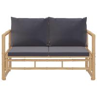 2-delige Loungeset met kussens bamboe donkergrijs - thumbnail