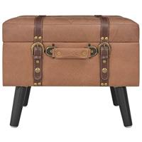 Opbergkrukken 3 st kunstleer bruin - thumbnail