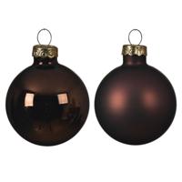 Decoris Kerstballen glas 12st donker bruin 5cm - thumbnail