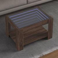 Salontafel met LED 73x53x45 cm bewerkt hout bruin eikenkleurig - thumbnail