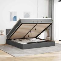 Ottoman bed met matras 200x200 cm stof donkergrijs - thumbnail