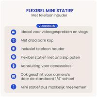 Flexibel mini-statief met schuimrubber poten Zwart/Rood - thumbnail