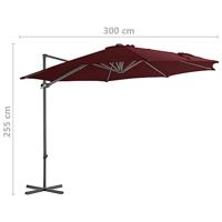 Zweefparasol met stalen paal 300 cm bordeauxrood - thumbnail
