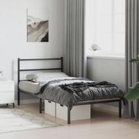Bedframe met hoofdbord metaal zwart 100x190 cm - thumbnail