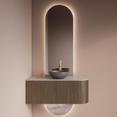 Spiegel Gliss Design Selene Tweedelig met Indirecte LED Verlichting en Verwarming 50x120 + 50x25 cm
