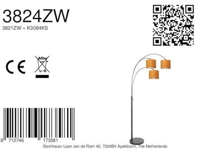 Steinhauer VloerlampSparkled Light zwart met gouden kappen - 3824ZW